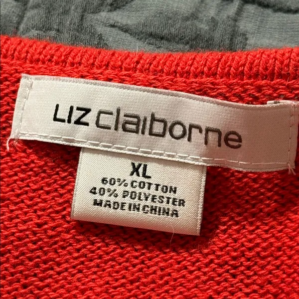 Liz Claiborne women’s size XL pullover pink orange chevron sweater long sleeve - Image 6