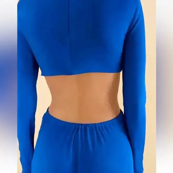 FARM RIO Blue Knot Cut-Out Long Sleeve Maxi Dress‎ - Image 4