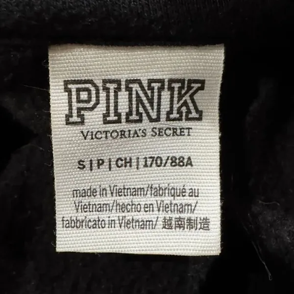 Victoria’s Secret PINK Black Zip Up Hoodie Sweatshirt Women’s Small - Image 3