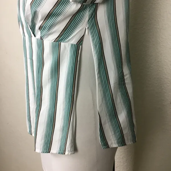 Ann Taylor Blouse Size 6 Women's Vintage Striped Cotton Striped Long Sleeves - Image 11