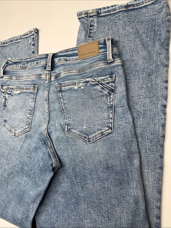 Buckle Light Blue Distressed Wide-Leg Relaxed Jeans - Image 9