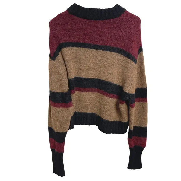 Veronica Beard Magda Stripe Alpaca Merino Wool Sweater Preppy Quiet Luxury M - Image 2