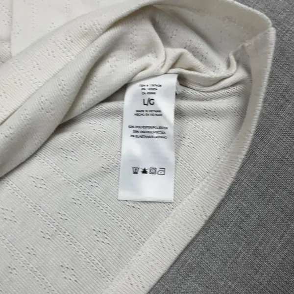 Well Worn T-Shirt Womens L White Crew Neck Long Sleeve Pointelle Knit Top - Image 3