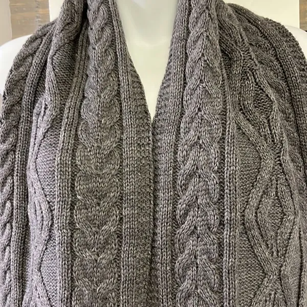 Source Unknown Dark Gray Cable knit Winter Acrylic Scarf- Unisex - Image 5