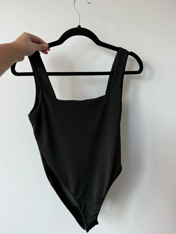 Black Square Neck Bodysuit Size M - Image 2