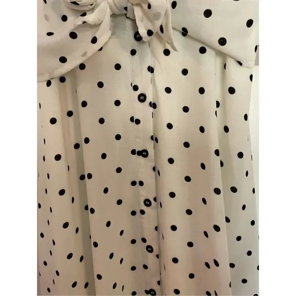 Bp Nordstrom NWT black dot tie front midi dress small - Image 8