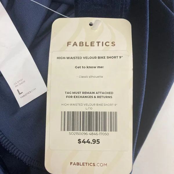 Fabletics Navy Velour High Waisted Bike Shorts L NWT - Image 7