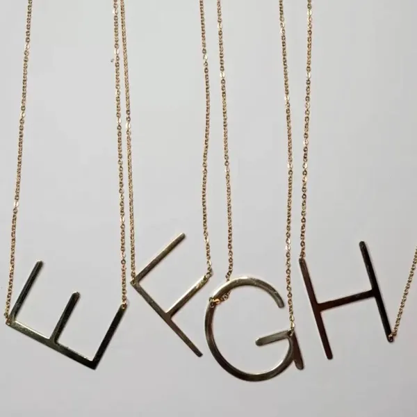 Gold Initial Pendant Necklace Letters A-Z - Image 7