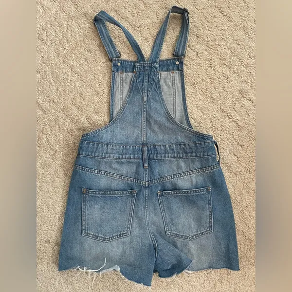 Women's Madewell Denim Overalls Shorts Size S Blue - Image 2