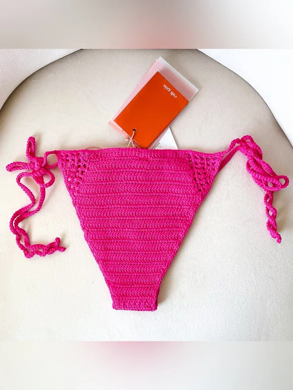 Cult Gaia Alivia Bikini Bottom Crochet Bloom Pink Small NWT - Image 6