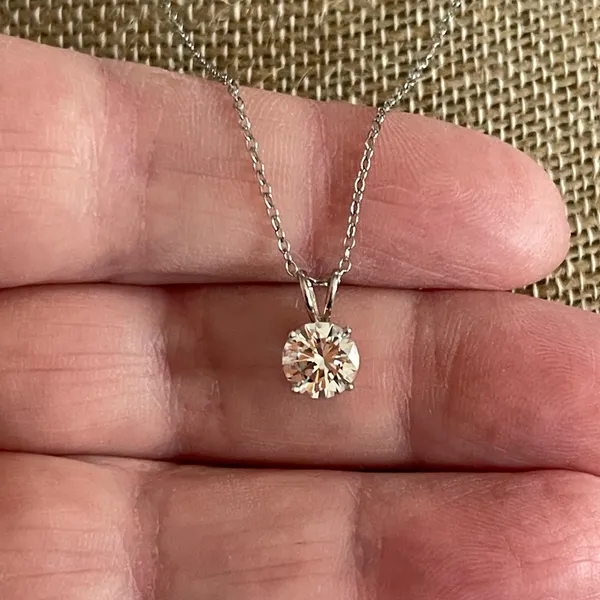 White sapphire solitaire necklace sterling silver - Image 2