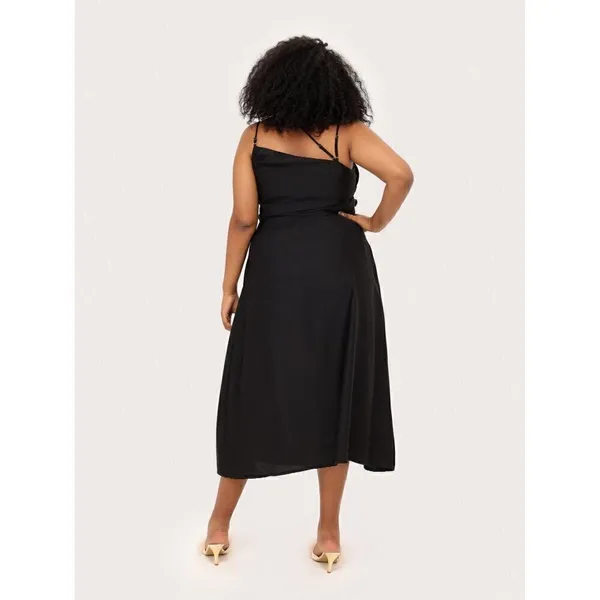 Cider‎ Black Strappy Solid Midi Slip Dress M - Image 2