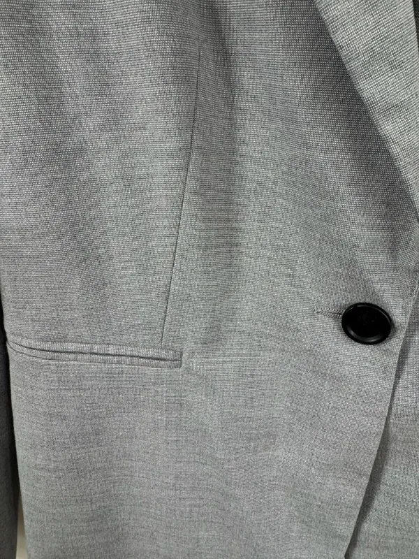 ZARA BASIC COLLECTION Grey One-Button Structured Blazer Size 4 - Image 3