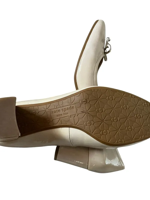 Kate spade Bev Bow pumps nude patent leather block mid heel size 7.5 - Image 7