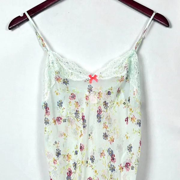 Victoria's Secret Sheer Floral Lace Chemise Nightie Women's‎ Small Mint Green - Image 4