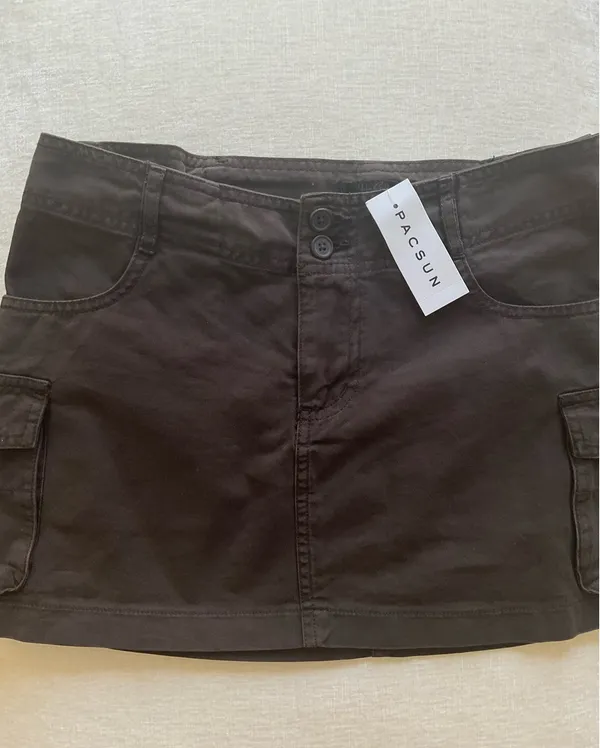 John Galt Brown Cargo Mini Skirt - Image 5