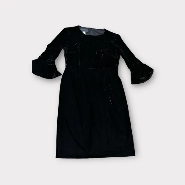 Donna Morgan Womens‎ Size 2 Black Crew Neck 3/4 Bell Sleeve Shift Dress - Image 3
