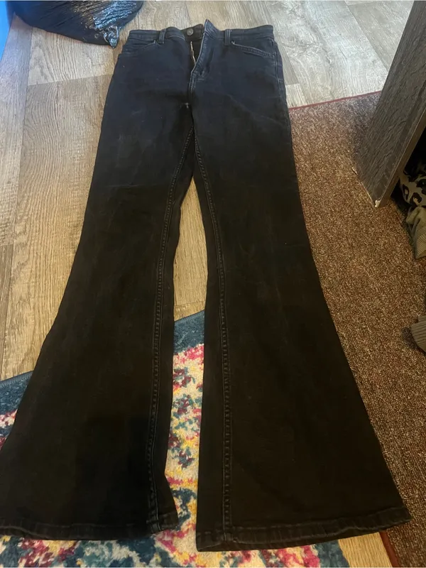 Bershka Black Flared Women's Pants - Classic High-Rise Flare - Image 3