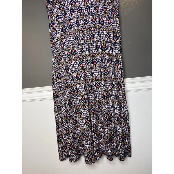 Le Lis Dress Womens Large Blue Floral Scoop Neck Jersey Maxi Sundress Casual - Image 3