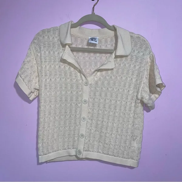 Princess Polly Elizondo Set Womens Size XS Cream Crochet Knit Wide Leg Resort - Image 7