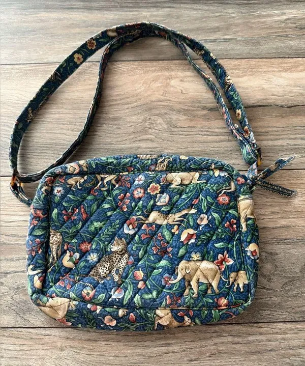 Vera Bradley Animal Kingdown Crossbody Purse Bag Quilted 90s Vintage Blue - Image 3