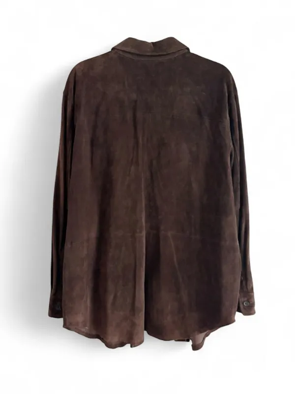 Embassy Row Classic Dark Brown Suede Shirt Jacket Shacket Vintage Size 16 Luxury - Image 2