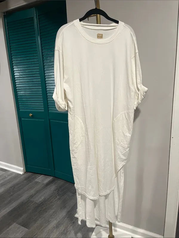 NWOT Free People free-est Chrissa Midi T-Shirt Dress in white/ivory, size Small. - Image 3