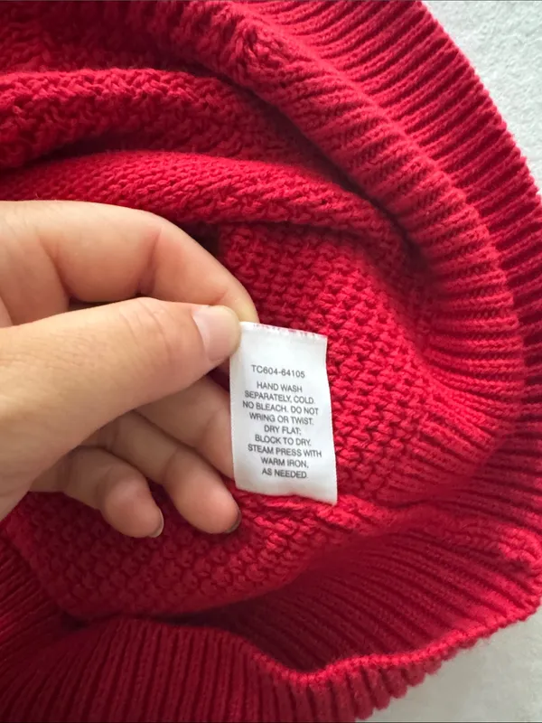 Pendleton Cashmere Cotton Blend Red Cable Knit Crewneck Sweater - Image 9