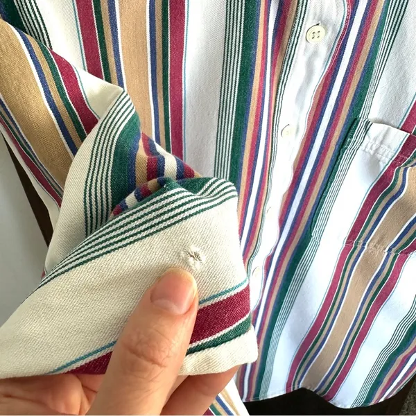 Chic Jeans Vintage 90s WOMENS Size L Western Jewel Tone Stripe Button Up Collar Indie Chic - Image 7