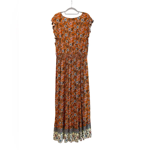 PrettyGarden Ruffle Cap Sleeve Floral Hi-Low Maxi Dress‎ Brown Size XXL (18) - Image 4