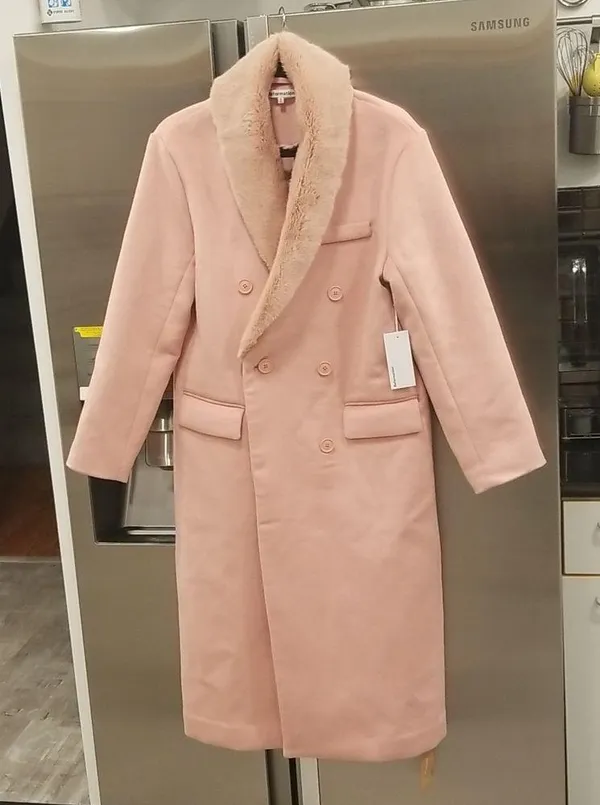 💕REFORMATION💕 Lester Coat ~ Faux Fur Shawl Collar Double Breasted Pink S NWT - Image 7