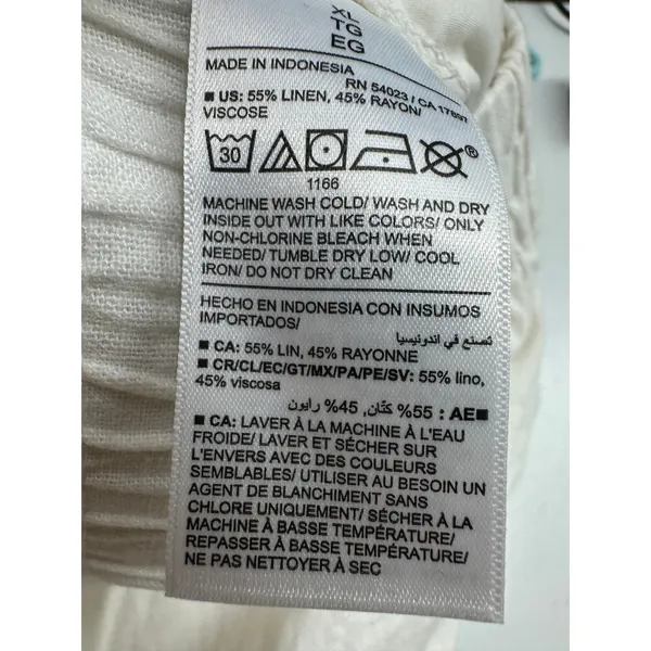 Old Navy Womens White Wide Leg High‎ Rise Linen Blend Pants Size XL Stretch Pull - Image 7