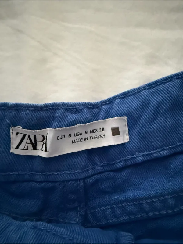 Zara Cobalt Button-Front Skort with Side Pockets Size Small - Image 2