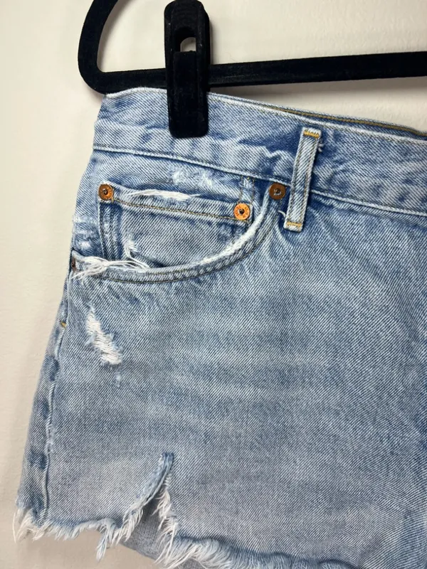 Agolde Parker Vintage Cut-Off Jean Shorts Swapmeet Light Wash Distressed Size 30 - Image 3