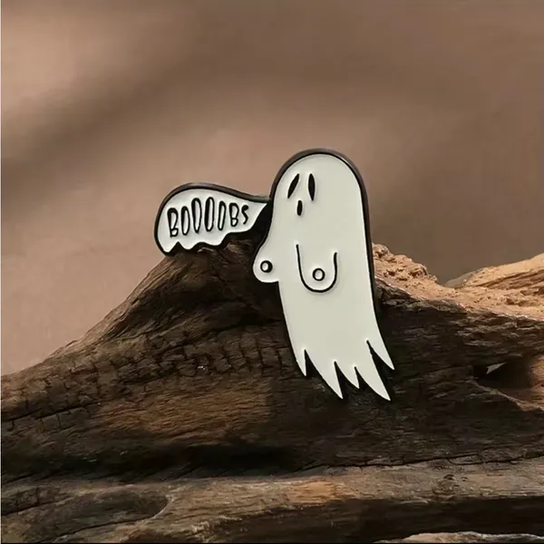 1pc‎ Ghost White Enamel Pin, Brooch Lapel Badge Cartoon Gothic Zinc Alloy Funky - Image 3
