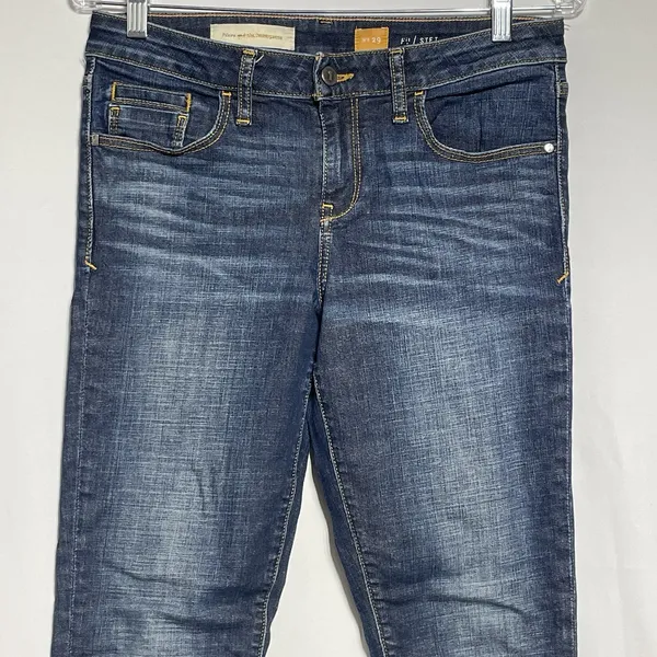 Pilcro the Letter Press Jeans Anthropolgie‎ Sz 29 Stet Selvege Blue Denim FLAW - Image 7