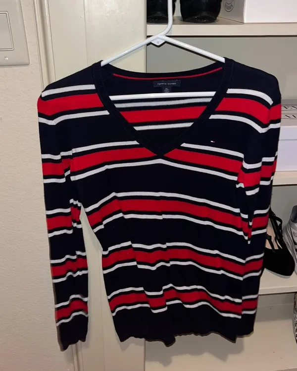 Tommy Hilfiger Striped V-Neck Pullover Sweater - Image 4