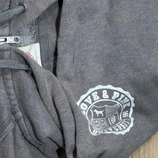 Victoria’s Secret PINK Y2K Grey Zip Up Hoodie Women’s Medium - Image 2