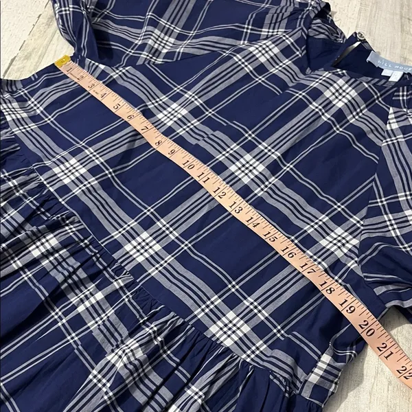 Hill House Norah Nap Navy Plaid Mini Dress Size Medium - Image 7
