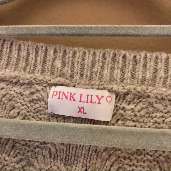 PINK‎ LILY CANDID FEELINGS BOAT NECK TEXTURED SWEATER beige XL - Image 4