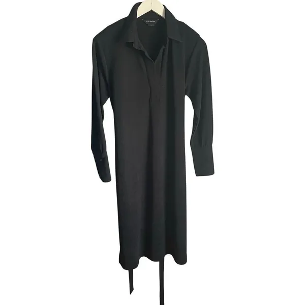 Club Monaco Black Collared Shirt‎ Dress Career Work Office Neutral Minimalist M - Image 4