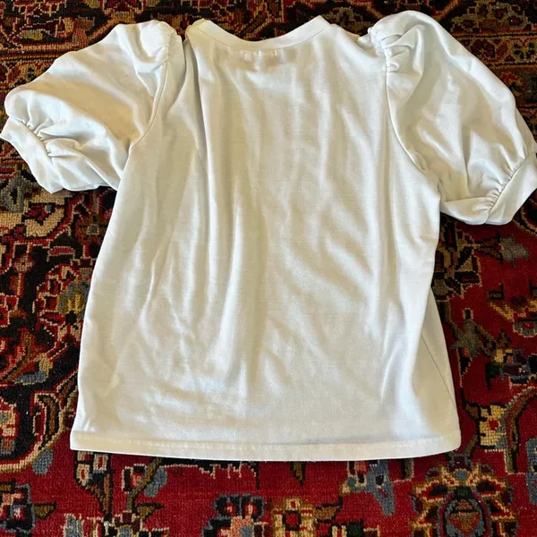 TCEC White Boutique Puff Sleeve Top Size S - Image 2