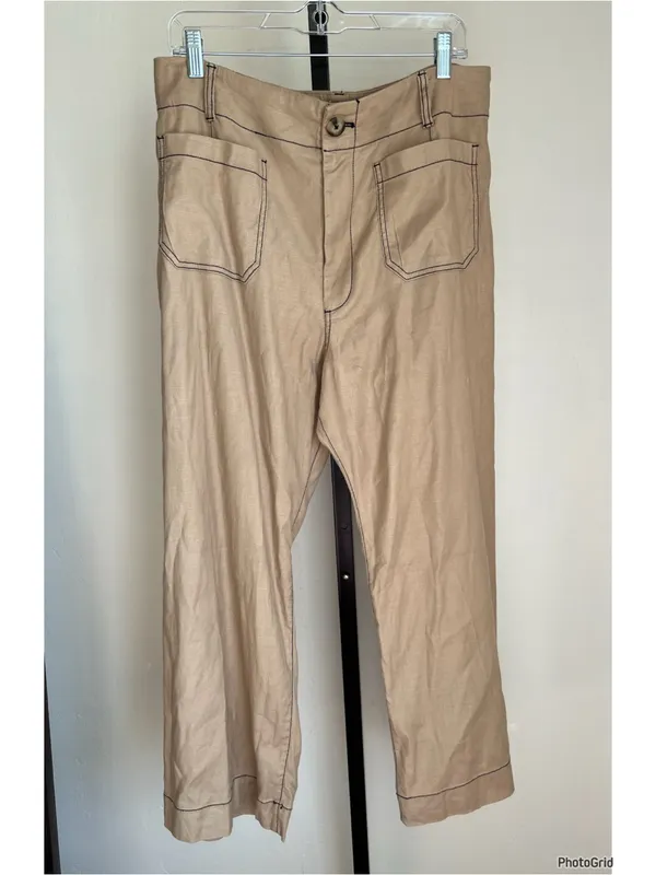 Anthropologie Colette Cropped Wide Leg Pants - Contrast Stitch 32 - Image 2