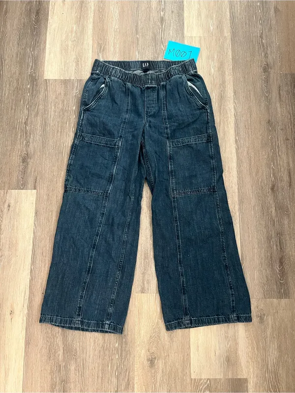 Gap Womens Wide Leg Jeans Medium Dark Wash Denim Easy Cargo Jean Pull On Utility - Image 2
