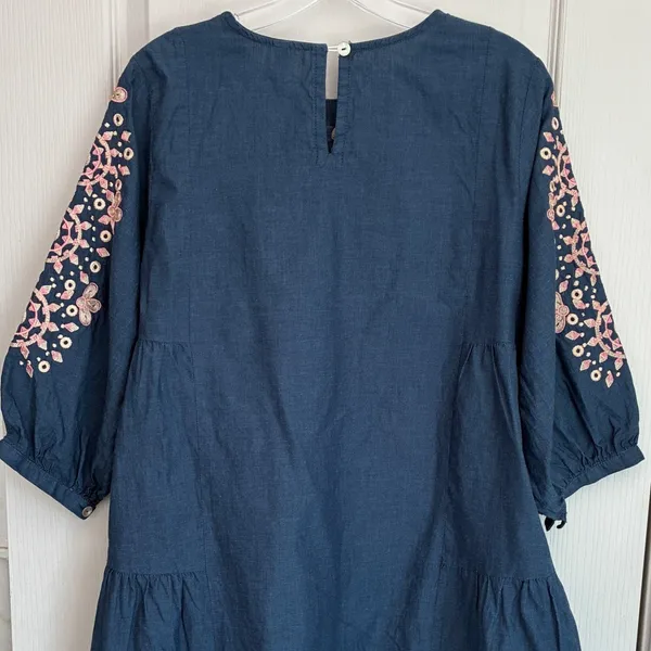 Ethnic by Outfitters Blue Embroidered Cotton Tunic‎ Dress XS WTB381709 Boho Pink - Image 9