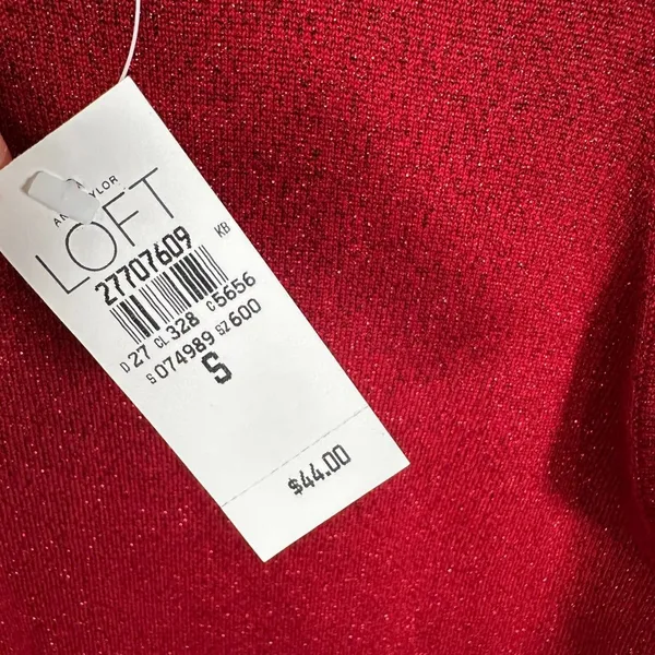 NWT Ann Taylor Loft‎ Womens Sweater Tank Top Red Small Tie Wool Sleeveless Y2K - Image 9
