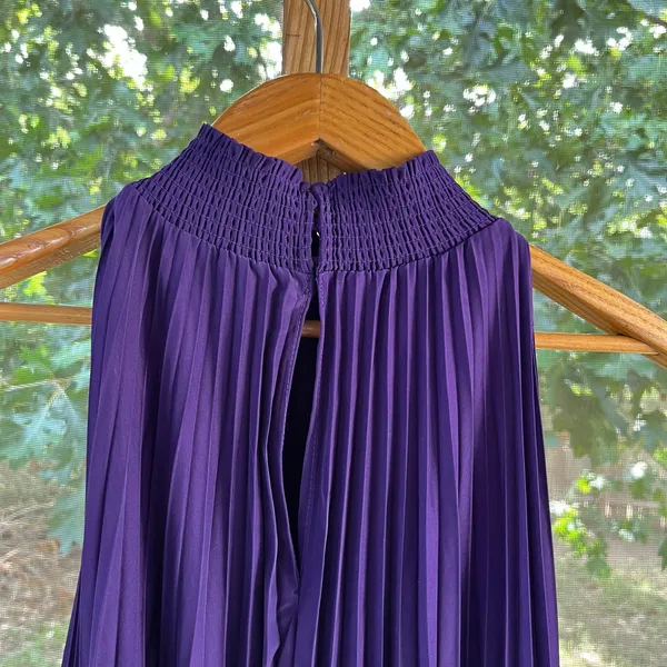 Marina Women's Dark Purple Pleated Sleeveless Midi Dress Size 10 - Image 4