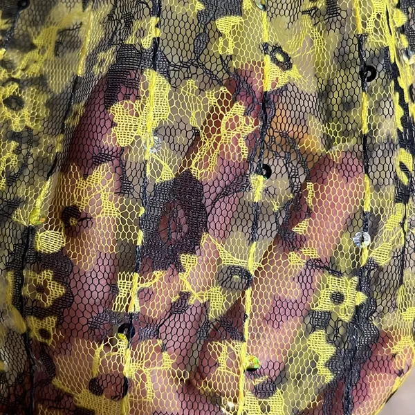 Y2K Romeo And Juliet Size L Yellow Black trim Lacy Dress NWT fairy baby doll - Image 6