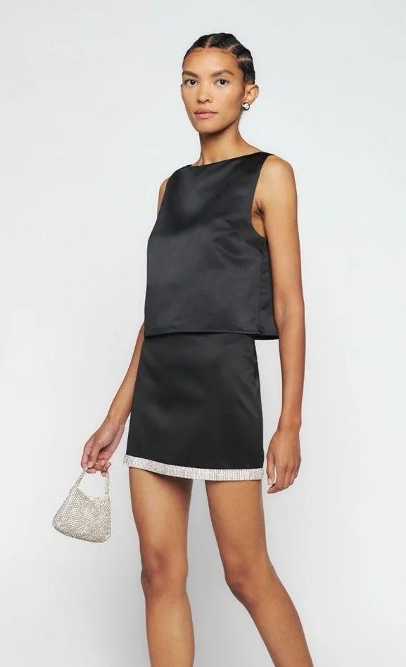 Reformation Tatiana Black Rhinestone Mini Skirt - Image 2