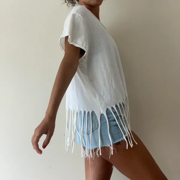 White Fringe Western Tee - Image 2